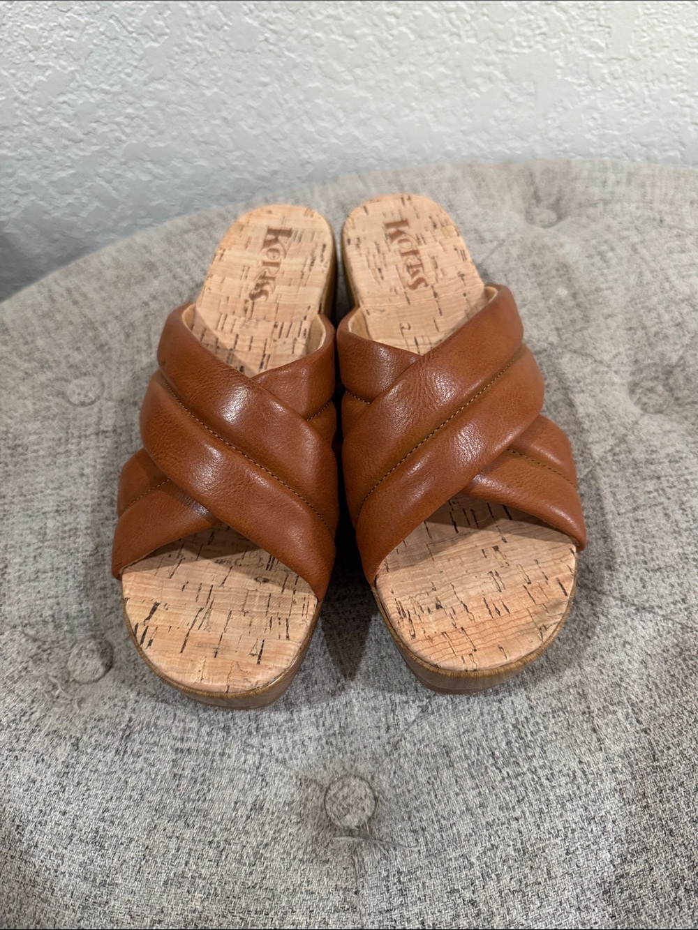 Korks Slide Sandal platform in Cognac Brown - Women